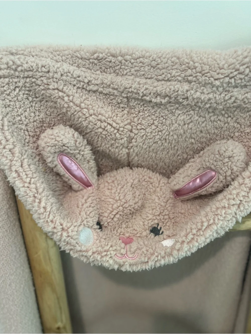 Cozy Blush Pink Sherpa Hooded Wrap Blanket | Animal Ears